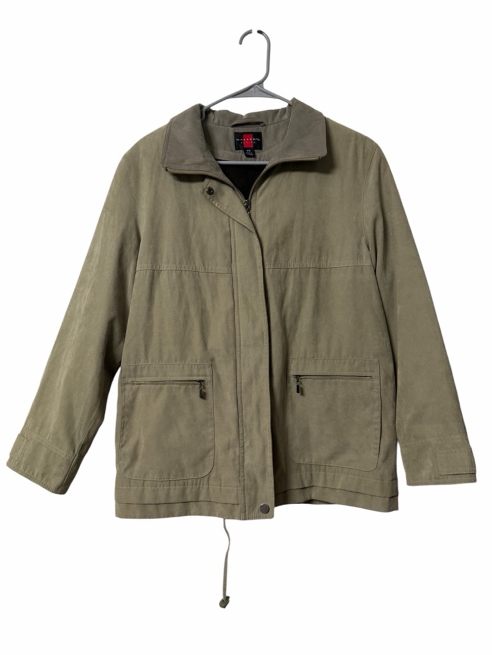 Gallery Olive Utility Jacket with Zip & Snap Front